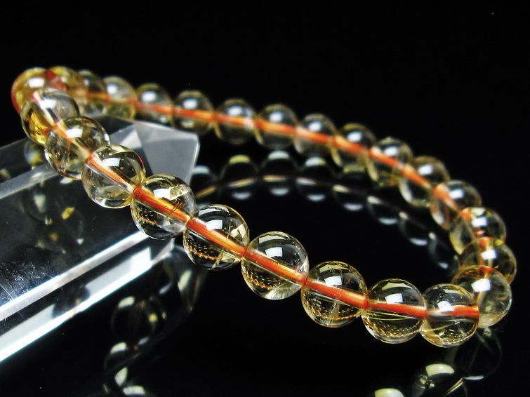 シトリンクォーツ ブレスレット 虹入り 7mm メール便可 一点物 111-56851