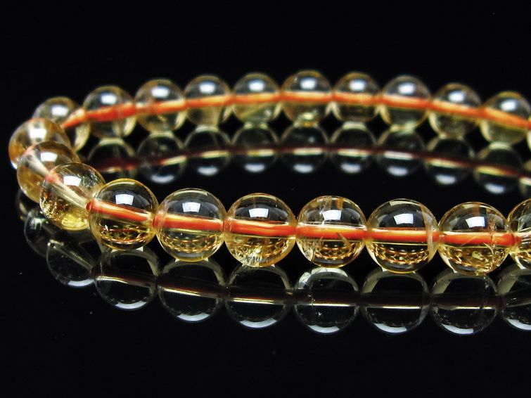 シトリンクォーツ ブレスレット 虹入り 7mm メール便可 一点物 111-56859