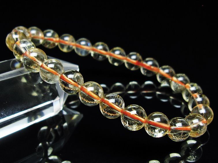 シトリンクォーツ ブレスレット 虹入り 7mm メール便可 一点物 111-56860