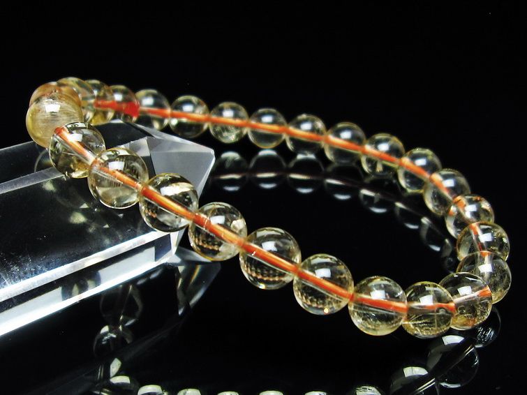 シトリンクォーツ ブレスレット 虹入り 7mm メール便可 一点物 111-56866