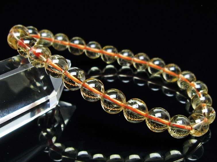 シトリンクォーツ ブレスレット 虹入り 7mm メール便可 一点物 111-56872