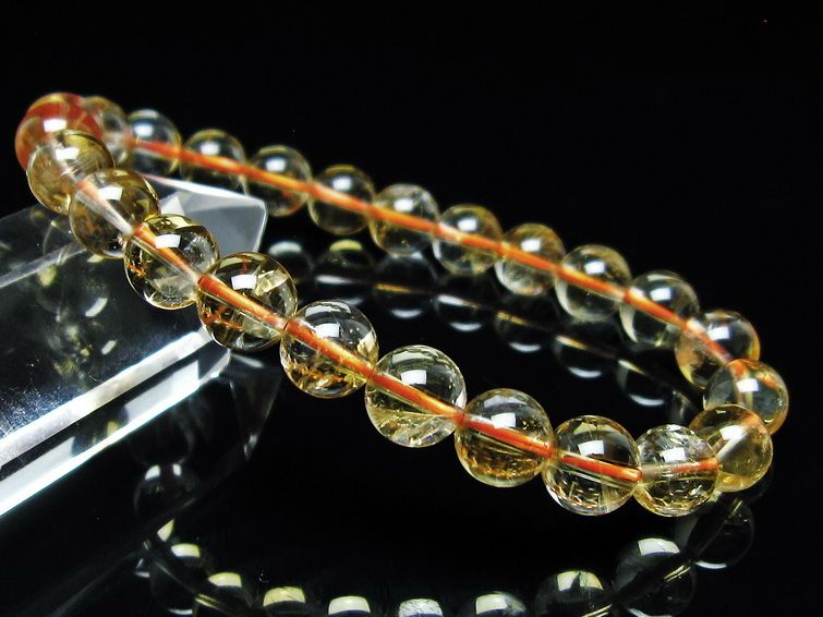 シトリンクォーツ ブレスレット 虹入り 8mm メール便可 一点物 111-56882