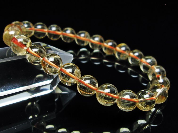 シトリンクォーツ ブレスレット 虹入り 8mm メール便可 一点物 111-56884