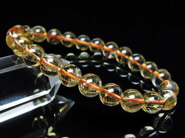 シトリンクォーツ ブレスレット 虹入り 8mm メール便可 一点物 111-56887