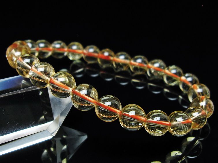 シトリンクォーツ ブレスレット 虹入り 7mm メール便可 一点物 111-56895