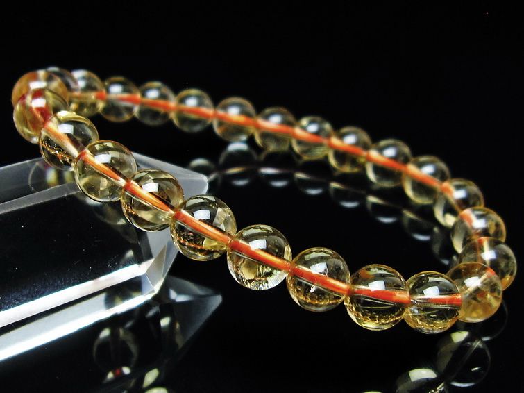 シトリンクォーツ ブレスレット 虹入り 7mm メール便可 一点物 111-56900
