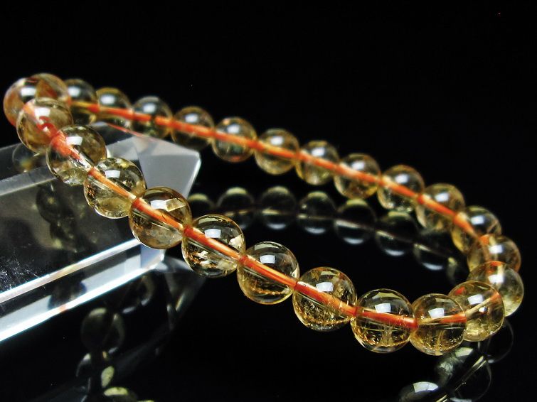 シトリンクォーツ ブレスレット 虹入り 7mm メール便可 一点物 111-56908