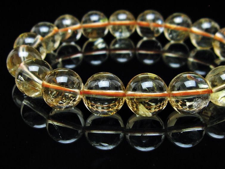 シトリンクォーツ ブレスレット 虹入り 12mm メール便可 一点物 111-56937