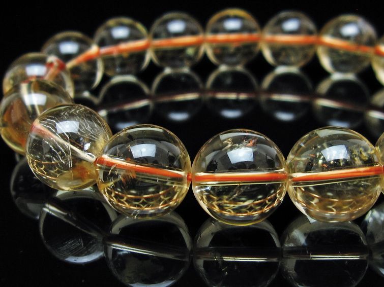 シトリンクォーツ ブレスレット 虹入り 12mm メール便可 一点物 111-56949