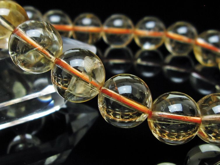 シトリンクォーツ ブレスレット 虹入り 12mm メール便可 一点物 111-56950