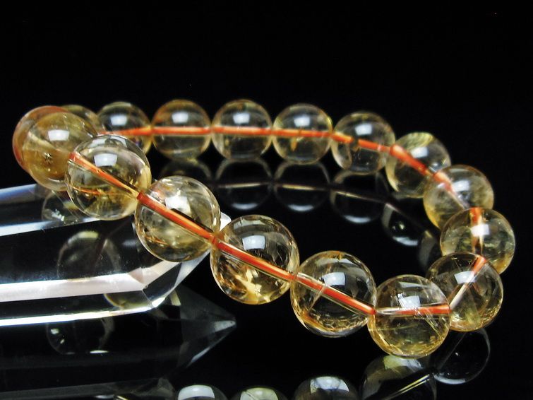 シトリンクォーツ ブレスレット 虹入り 13mm メール便可 一点物 111-56958