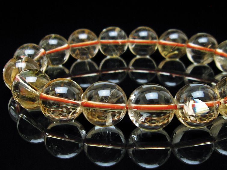 シトリンクォーツ ブレスレット 虹入り 13mm メール便可 一点物 111-56959