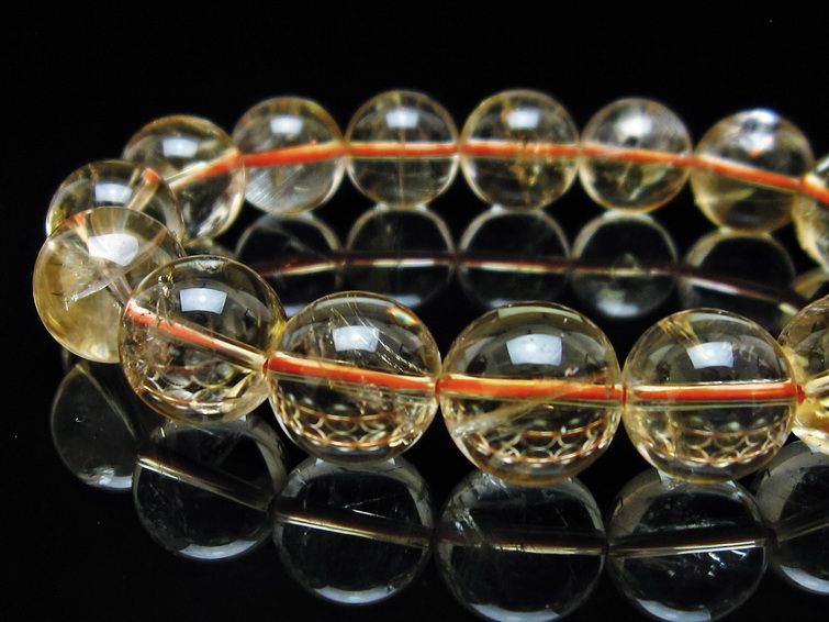 シトリン ブレスレット 13mm 虹入り シトリンクォーツ ブレス 一点物 111-56966
