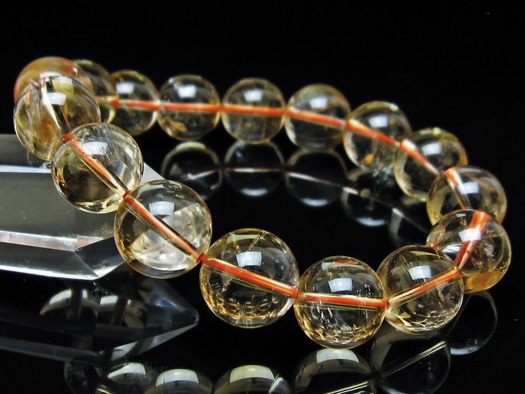 シトリン ブレスレット 13mm 虹入り シトリンクォーツ ブレス 一点物 111-56967