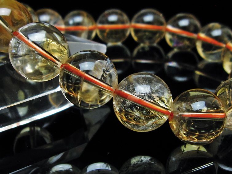 シトリン ブレスレット 13mm 虹入り シトリンクォーツ ブレス 一点物 111-56970