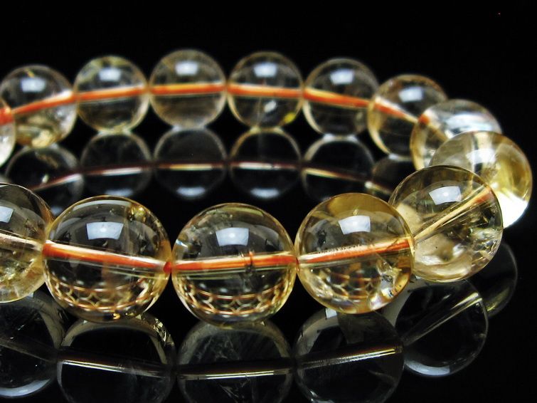 シトリン ブレスレット 13mm 虹入り シトリンクォーツ ブレス 一点物 111-56972