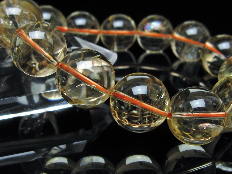 シトリン ブレスレット 15mm 虹入り シトリンクォーツ ブレス 一点物 111-56980