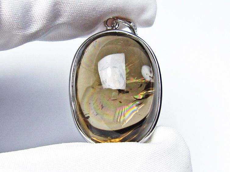 スモーキークォーツ ペンダント 虹入り 煙水晶 アイリスクォーツ  一点物 112-14193
