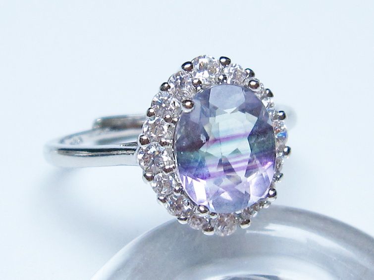 フローライト リング 蛍石 指輪 フリーサイズ 16号 メール便可 一点物 115-7432