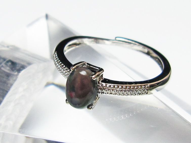 ブラックオパール リング 指輪 フリーサイズ 15号 メール便可 一点物 115-7701