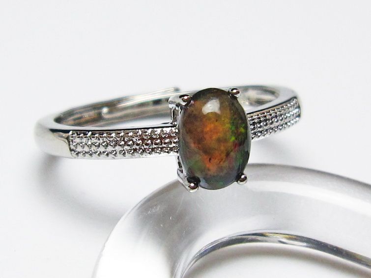 ブラックオパール リング 指輪 フリーサイズ 16号 メール便可 一点物 115-7702