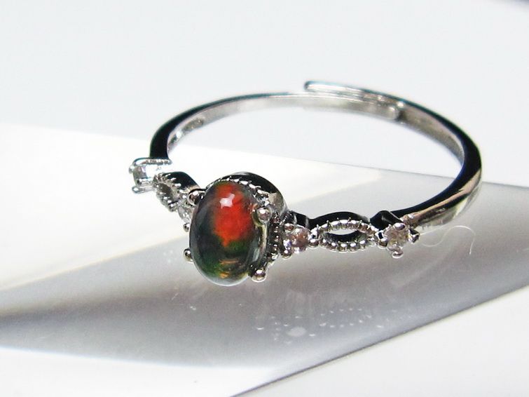 ブラックオパール リング 指輪 フリーサイズ 15号 メール便可 一点物 115-7722