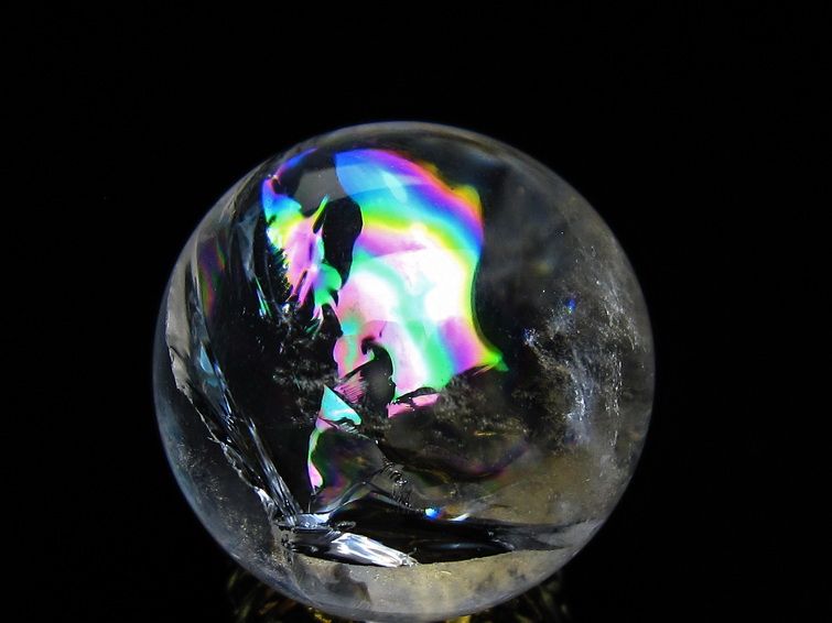アイリスクォーツ 水晶 丸玉 虹入り 24mm 水晶玉 スフィア 球 置物