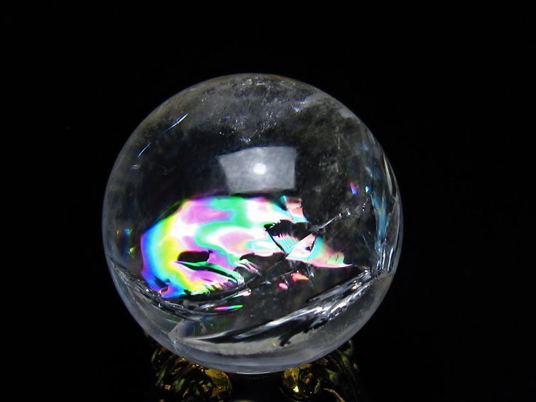 アイリスクォーツ 水晶 丸玉 虹入り 24mm 水晶玉 スフィア 球 置物