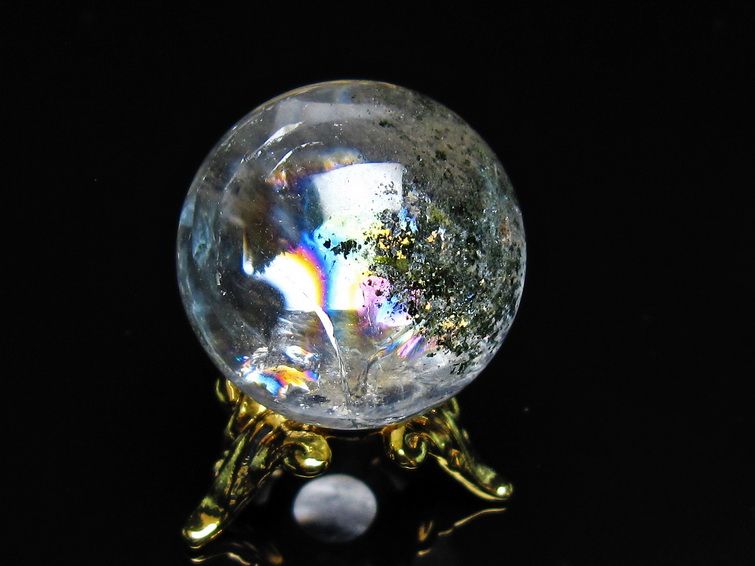 アイリスクォーツ 水晶 丸玉 虹入り 25mm 水晶玉 スフィア 球 置物