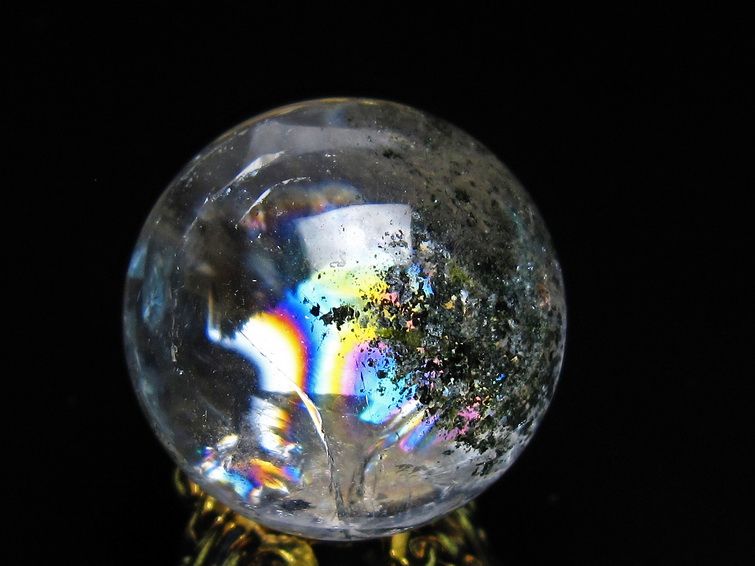 アイリスクォーツ 水晶 丸玉 虹入り 25mm 水晶玉 スフィア 球 置物