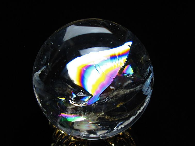 アイリスクォーツ 水晶 丸玉 虹入り 24mm 水晶玉 スフィア 球 置物 原石 一点物 141-6629
