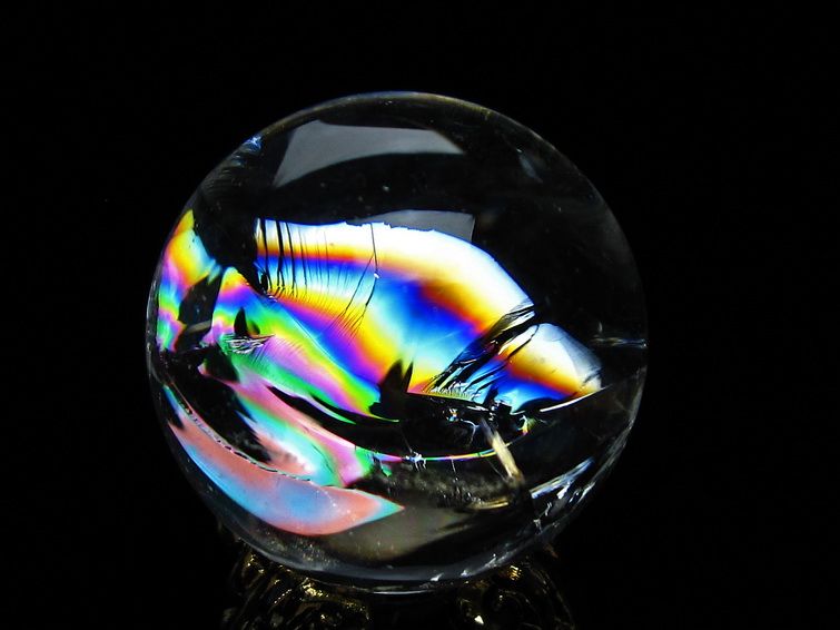アイリスクォーツ 水晶 丸玉 虹入り 24mm 水晶玉 スフィア 球 置物 原石 一点物 141-6629