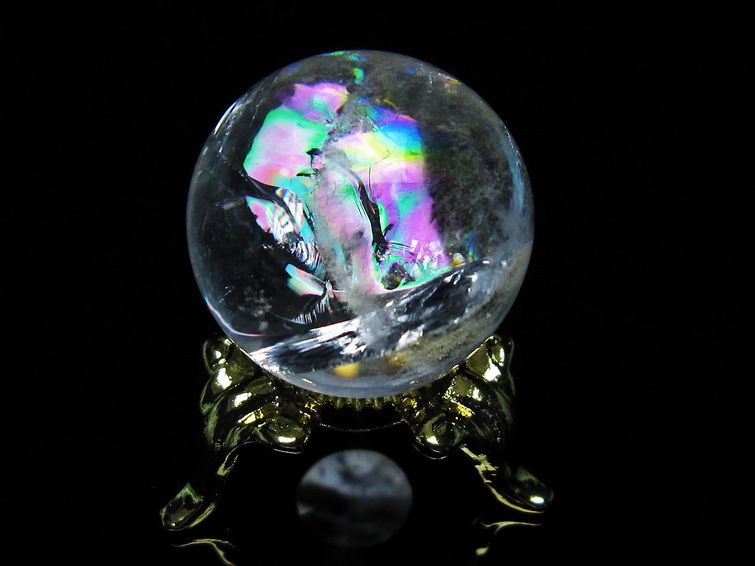 アイリスクォーツ 水晶 丸玉 虹入り 24mm 水晶玉 置物 スフィア 141-6906 【sold out】