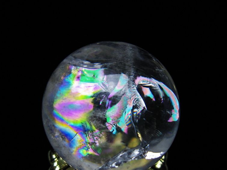 アイリスクォーツ 水晶 丸玉 虹入り 24mm 水晶玉 置物 スフィア 141-6906 【sold out】