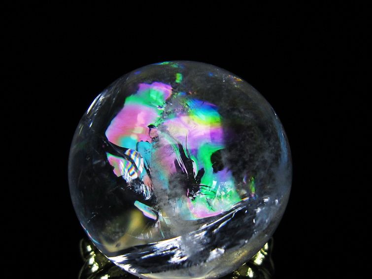 アイリスクォーツ 水晶 丸玉 虹入り 24mm 水晶玉 置物 スフィア 141-6906 【sold out】