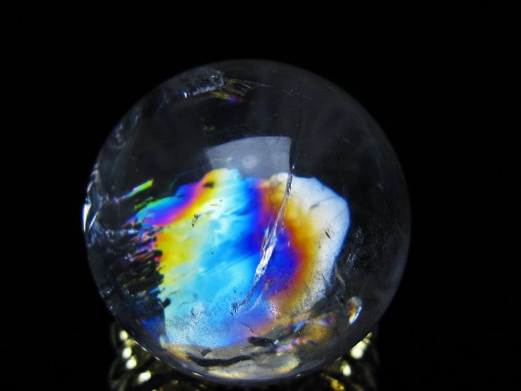 アイリスクォーツ 水晶 丸玉 虹入り 25mm 水晶玉 置物 スフィア 141-6907 【sold out】