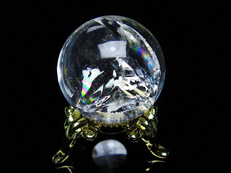 アイリスクォーツ 水晶 丸玉 虹入り 25mm 水晶玉 置物 スフィア 141-6908