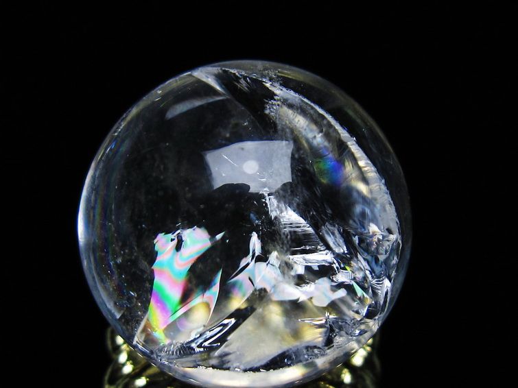 アイリスクォーツ 水晶 丸玉 虹入り 25mm 水晶玉 置物 スフィア 141-6908