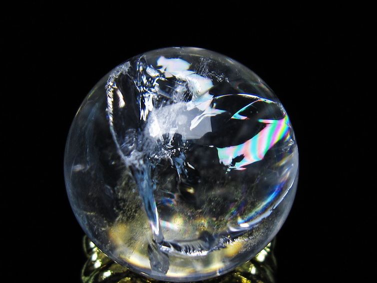 アイリスクォーツ 水晶 丸玉 虹入り 25mm 水晶玉 置物 スフィア 141-6908