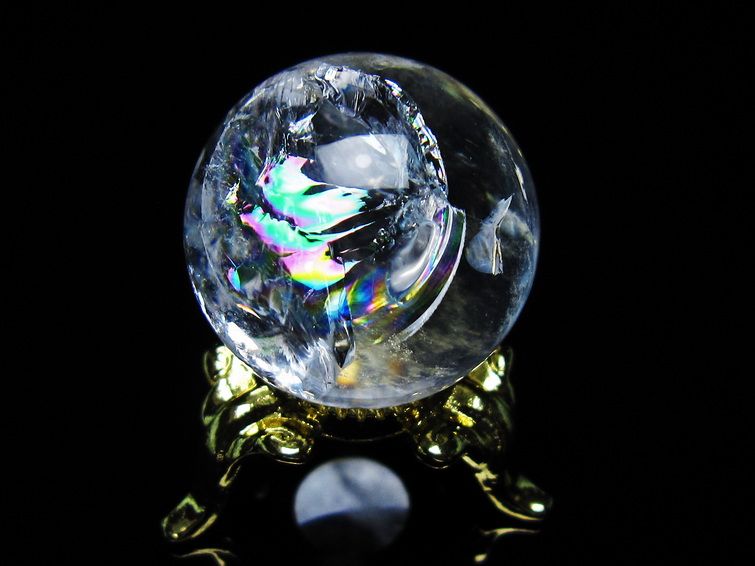 アイリスクォーツ 水晶 丸玉 虹入り 25mm 水晶玉 置物 スフィア 141-6909 [sold out]