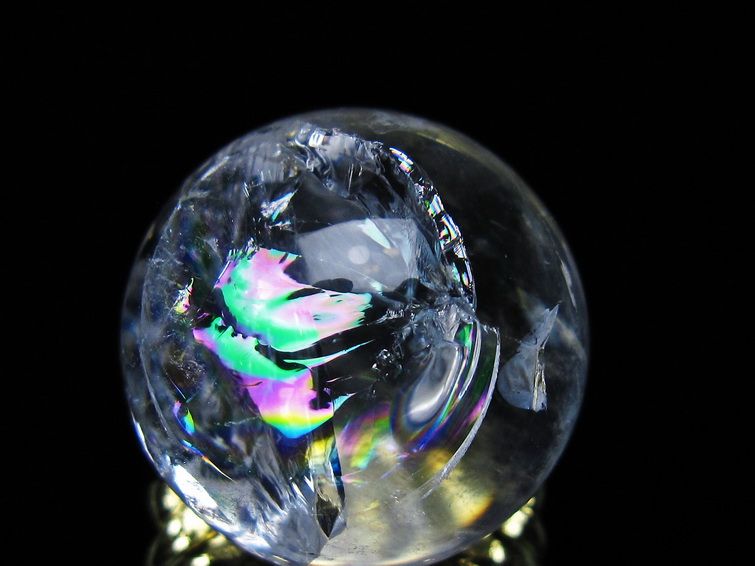 アイリスクォーツ 水晶 丸玉 虹入り 25mm 水晶玉 置物 スフィア 141-6909 [sold out]