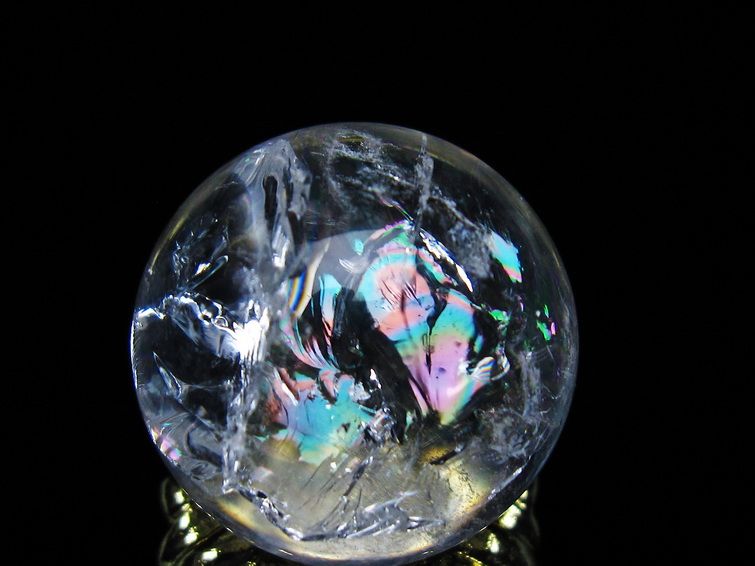 アイリスクォーツ 水晶 丸玉 虹入り 25mm 水晶玉 置物 スフィア 141-6909 [sold out]
