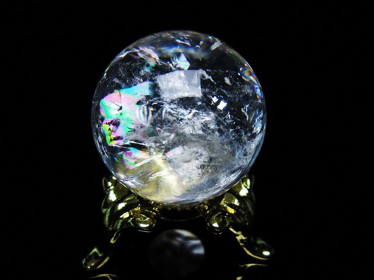 アイリスクォーツ 水晶 丸玉 虹入り 25mm 水晶玉 置物 スフィア 141-6911 [sold out]