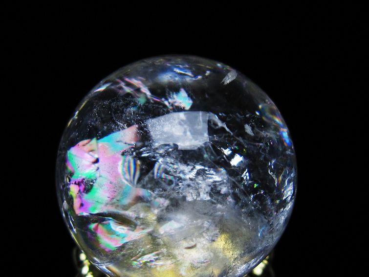 アイリスクォーツ 水晶 丸玉 虹入り 25mm 水晶玉 置物 スフィア 141-6911 [sold out]