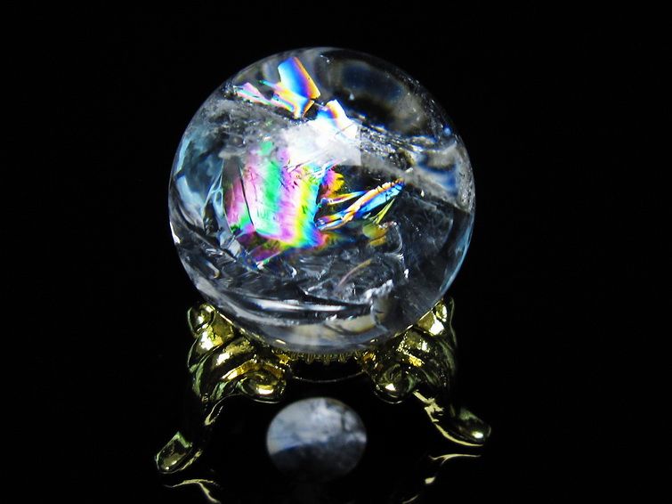 アイリスクォーツ 水晶 丸玉 虹入り 25mm 水晶玉 置物 スフィア 141-6912 【sold out】