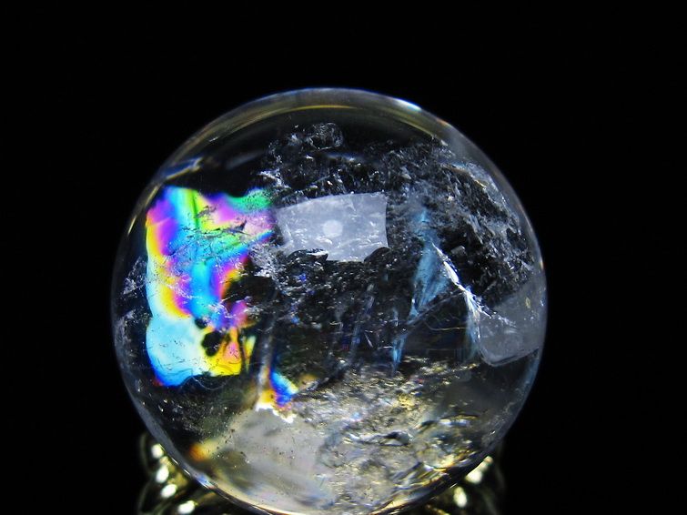 アイリスクォーツ 水晶 丸玉 虹入り 25mm 水晶玉 置物 スフィア 141-6912 【sold out】