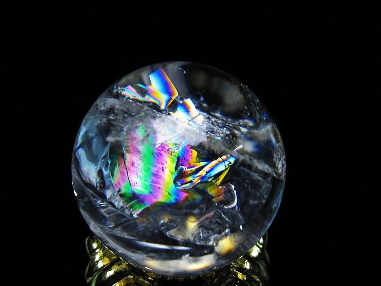 アイリスクォーツ 水晶 丸玉 虹入り 25mm 水晶玉 置物 スフィア 141-6912 【sold out】
