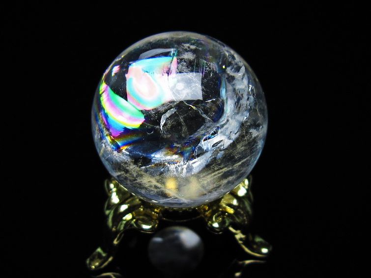 アイリスクォーツ 水晶 丸玉 虹入り 26mm 水晶玉 置物 スフィア 141-6913 【sold out】