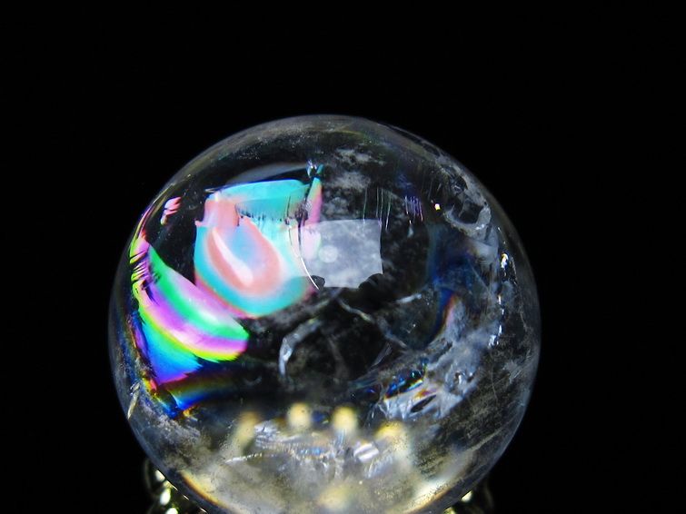アイリスクォーツ 水晶 丸玉 虹入り 26mm 水晶玉 置物 スフィア 141-6913 【sold out】