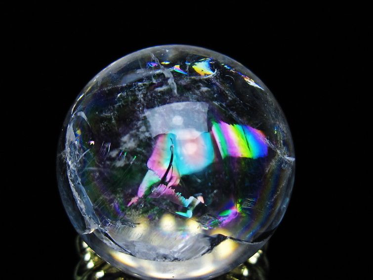 アイリスクォーツ 水晶 丸玉 虹入り 26mm 水晶玉 置物 スフィア 141-6913 【sold out】